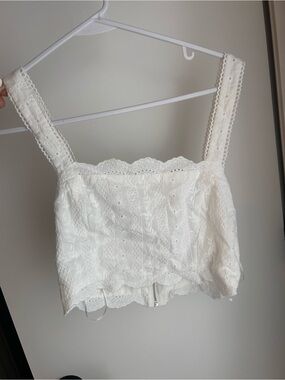 White Lace Eyelet Cropped Tank